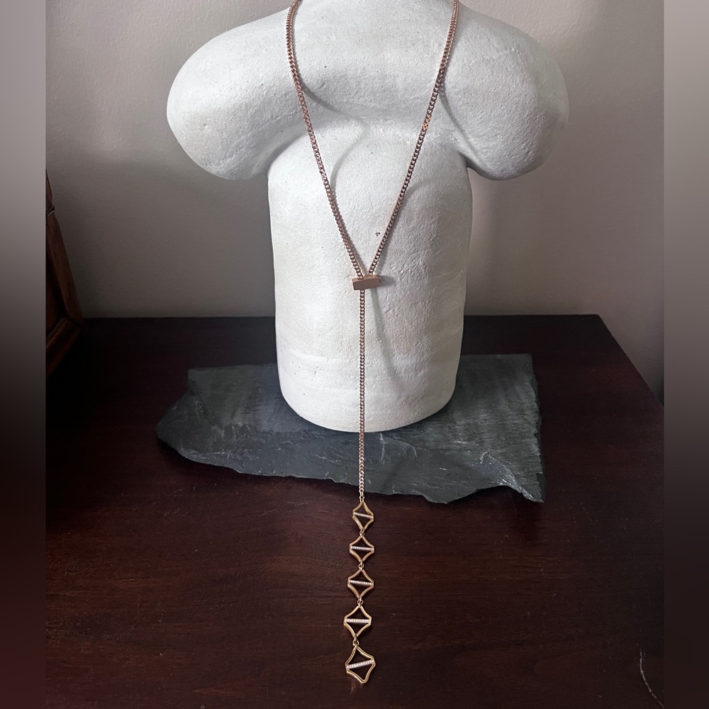 Vita Fede Rose Gold Lariat adjustable Necklace